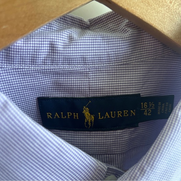 EUC Polo Ralph Lauren Men's Purple gingham  Button-Down Shirt size 16 1/2 /42 - Picture 2 of 8